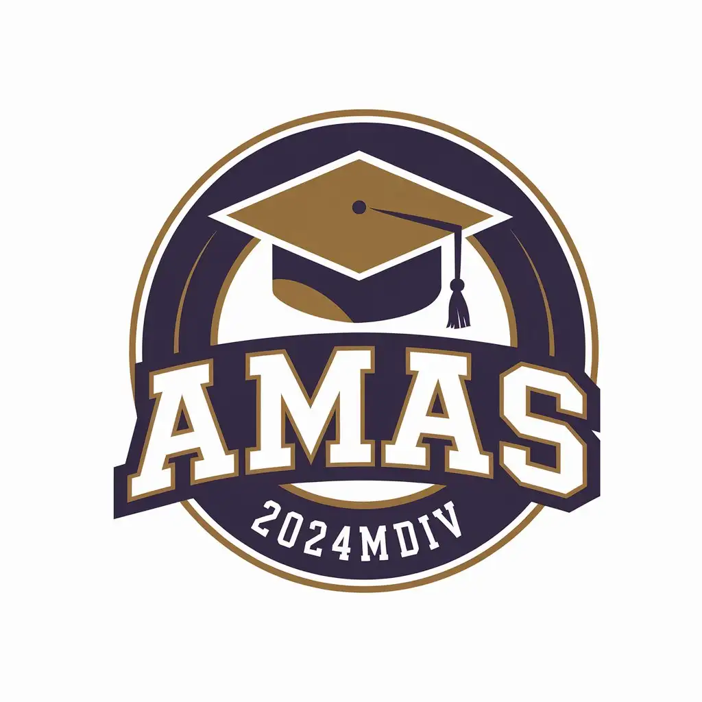 a vector logo design,with the text "AMAS", main symbol: mortarboard; 2024MDIV,Moderate,be used in Education industry,clear background