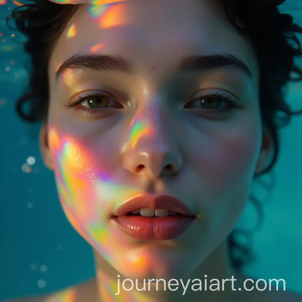CloseUp-Portrait-of-a-Relaxed-Woman-Underwater-with-Rainbow-Reflections