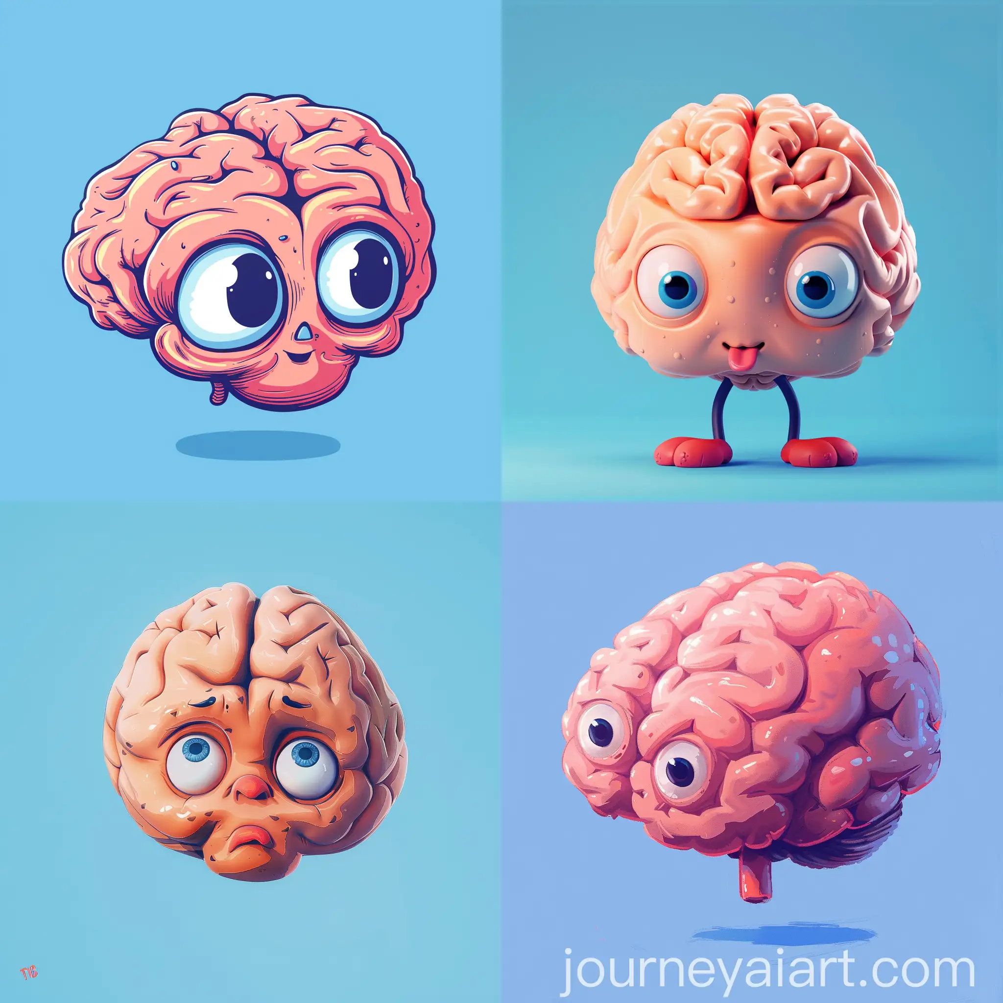 Cartoon-Brain-Emoji-on-Blue-Background