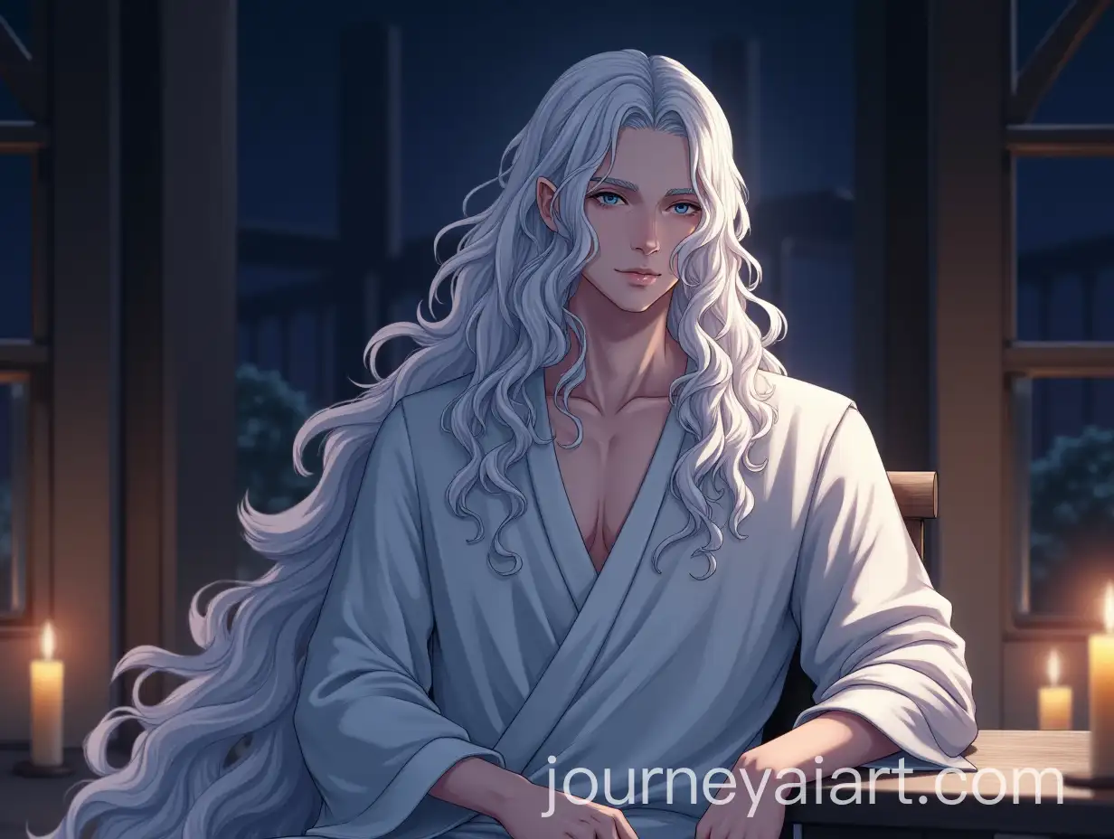 Androgynous-Man-in-White-Robes-with-Long-Wavy-Hair-in-a-Candlelit-Fantasy-Room
