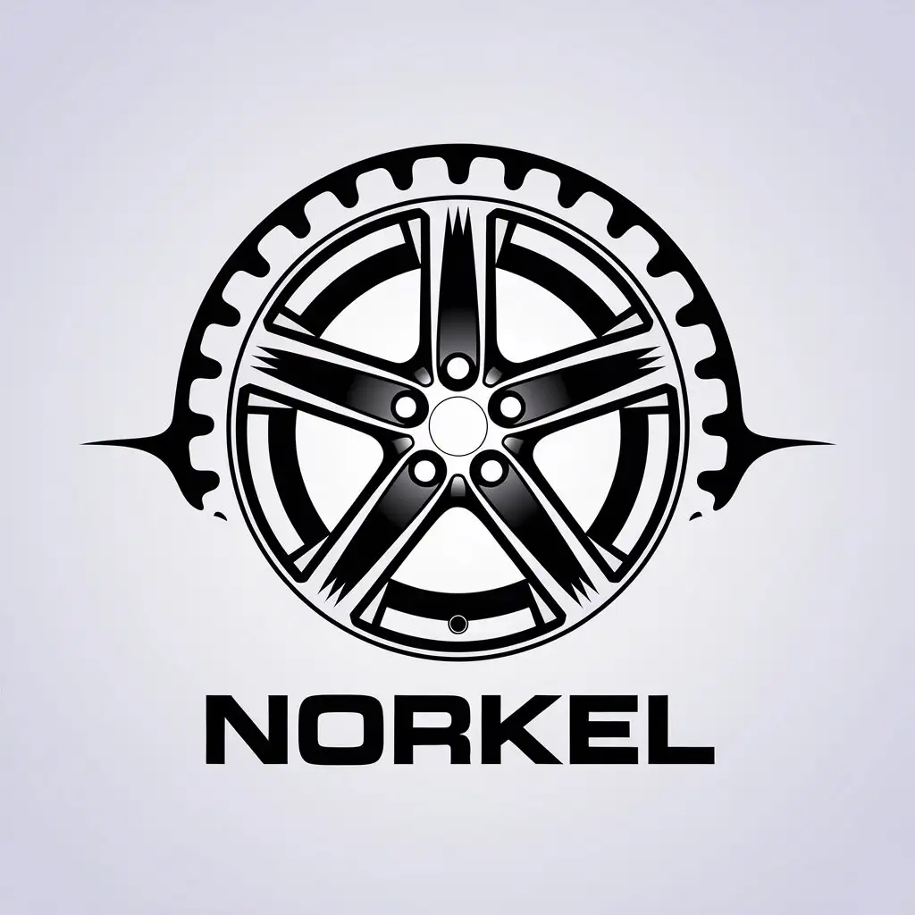 a vector logo design,with the text "NORKEL", main symbol:rim modification,Minimalistic,be used in Automotive industry,clear background