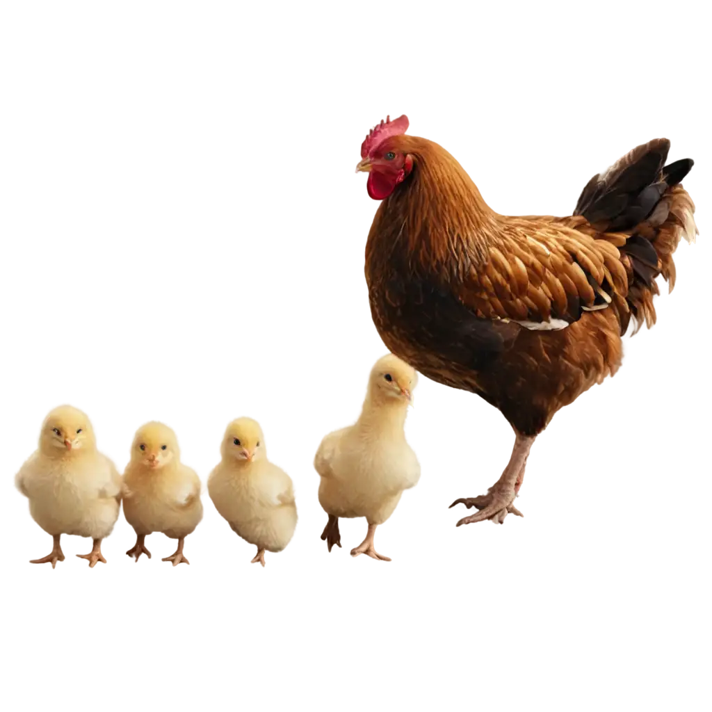 Six-Chickens-Playing-with-Hen-HighQuality-PNG-Image-for-Various-Applications