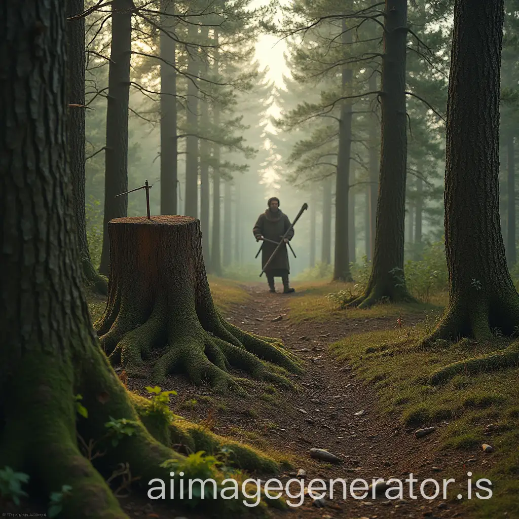 AI-Art-Prompt-ExpansionWoodcutter-in-a-Medieval-Forest-with-KrisPlanted-Stump