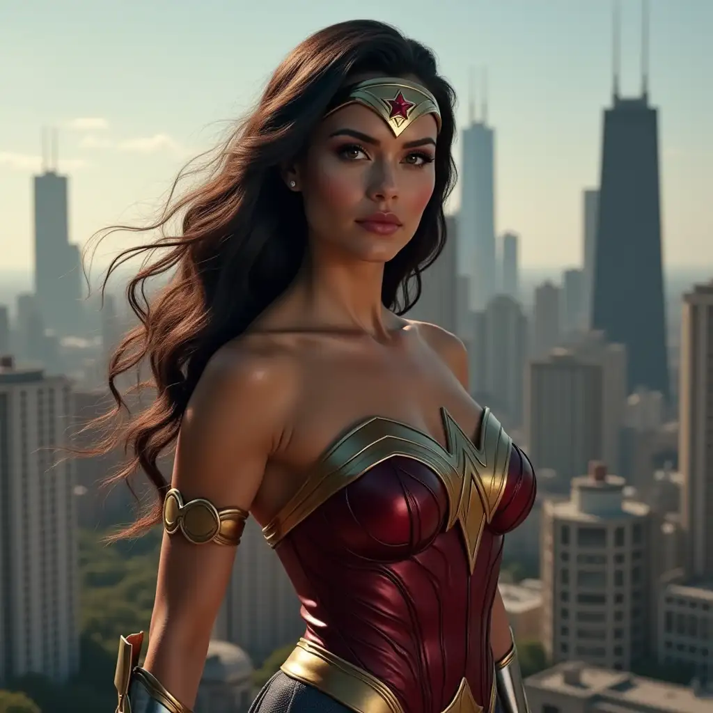 Wonder Woman 2024 in a Chicago Cityscape