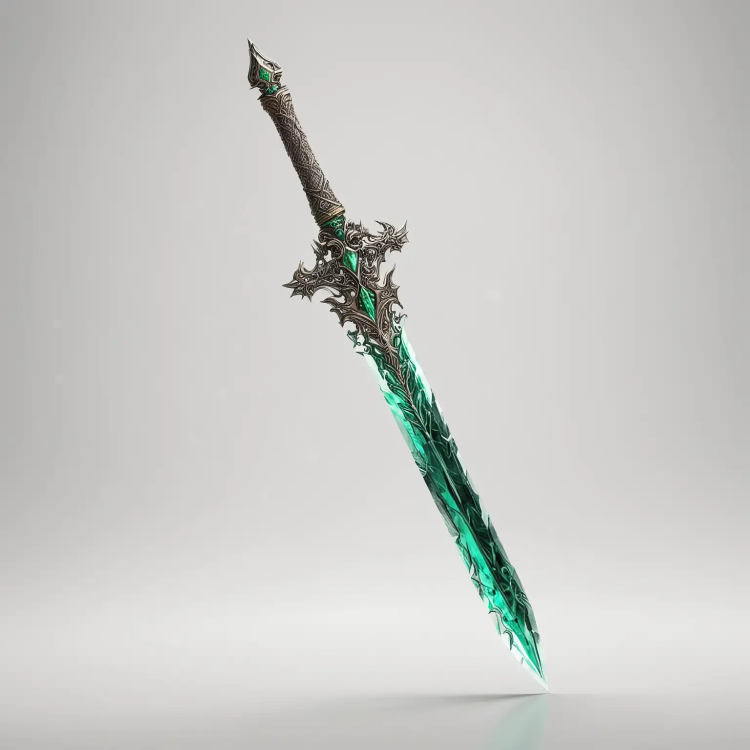 Fantasy-Emerald-Sword-on-White-Background