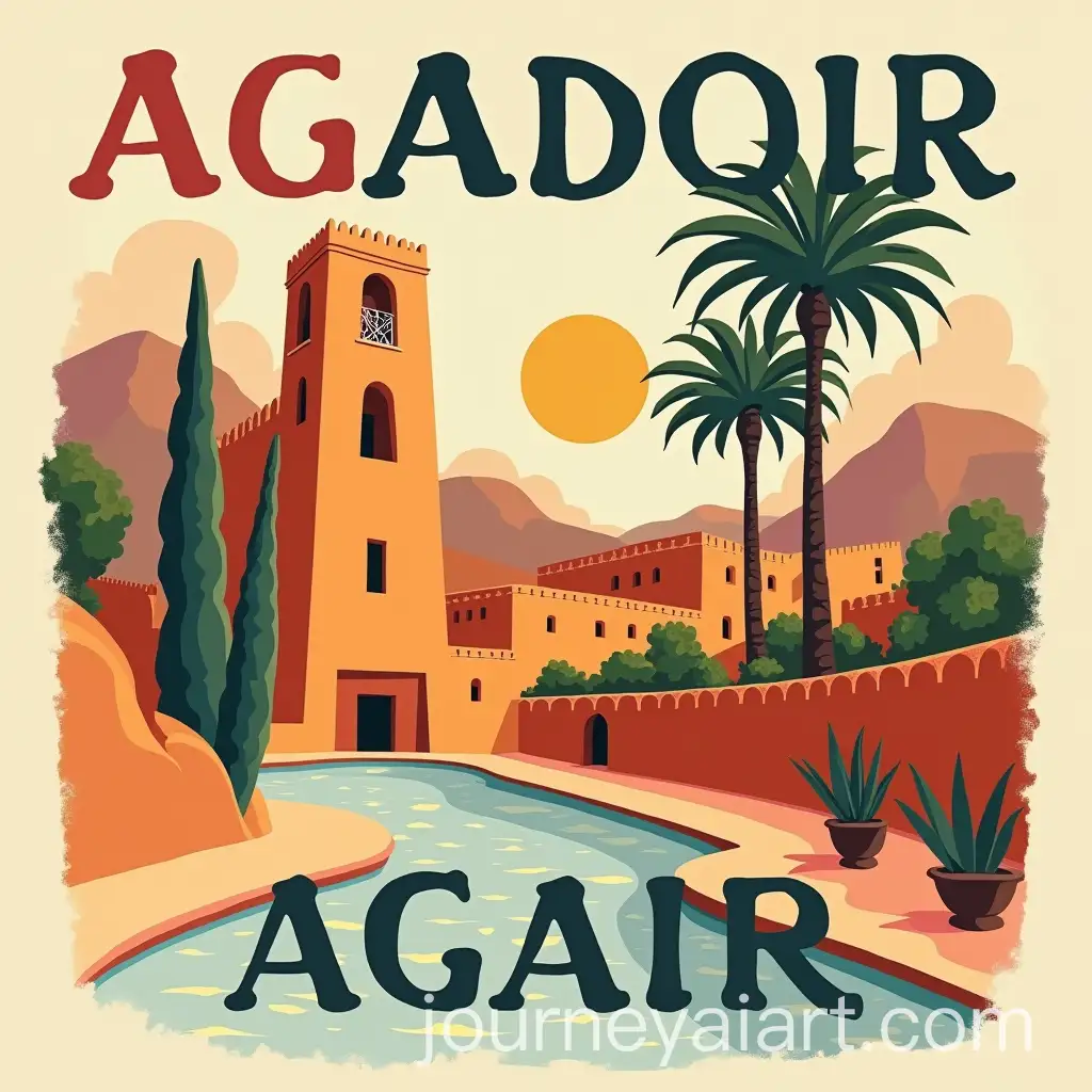 Vintage-Style-Travel-Poster-for-Agadir-Morocco-in-MatisseInspired-Design