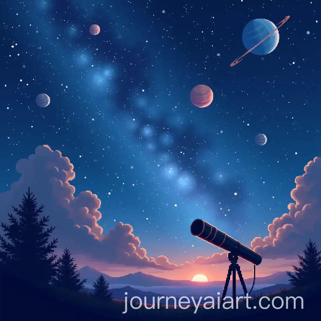 Book-Cover-Featuring-Pixel-Art-of-a-Telescope-Under-a-Starry-Night-Sky