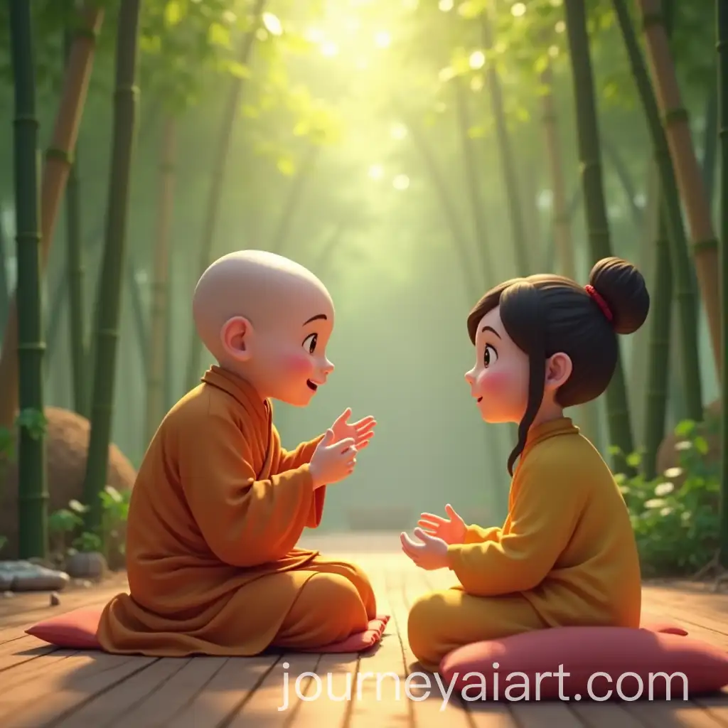 Serene-Bamboo-Forest-Conversation-with-Monk-and-Visitors
