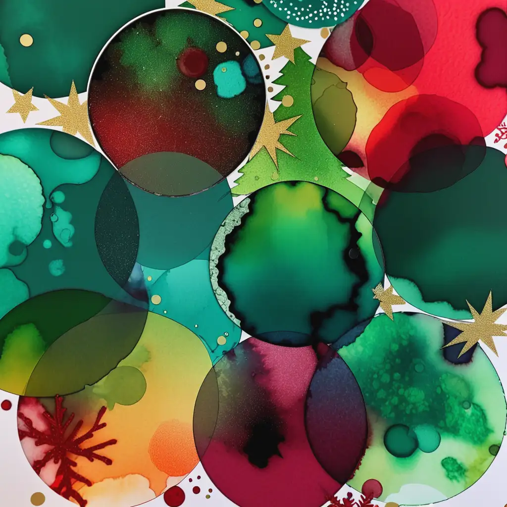 Colorful Holiday Scrapbook Paper Featuring Alcohol Ink Designs