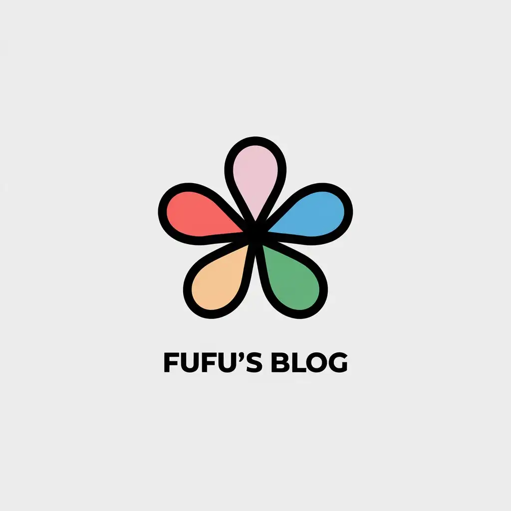 a vector logo design,with the text "Fufu's blog", main symbol:五colors and six shades,Minimalistic,clear background