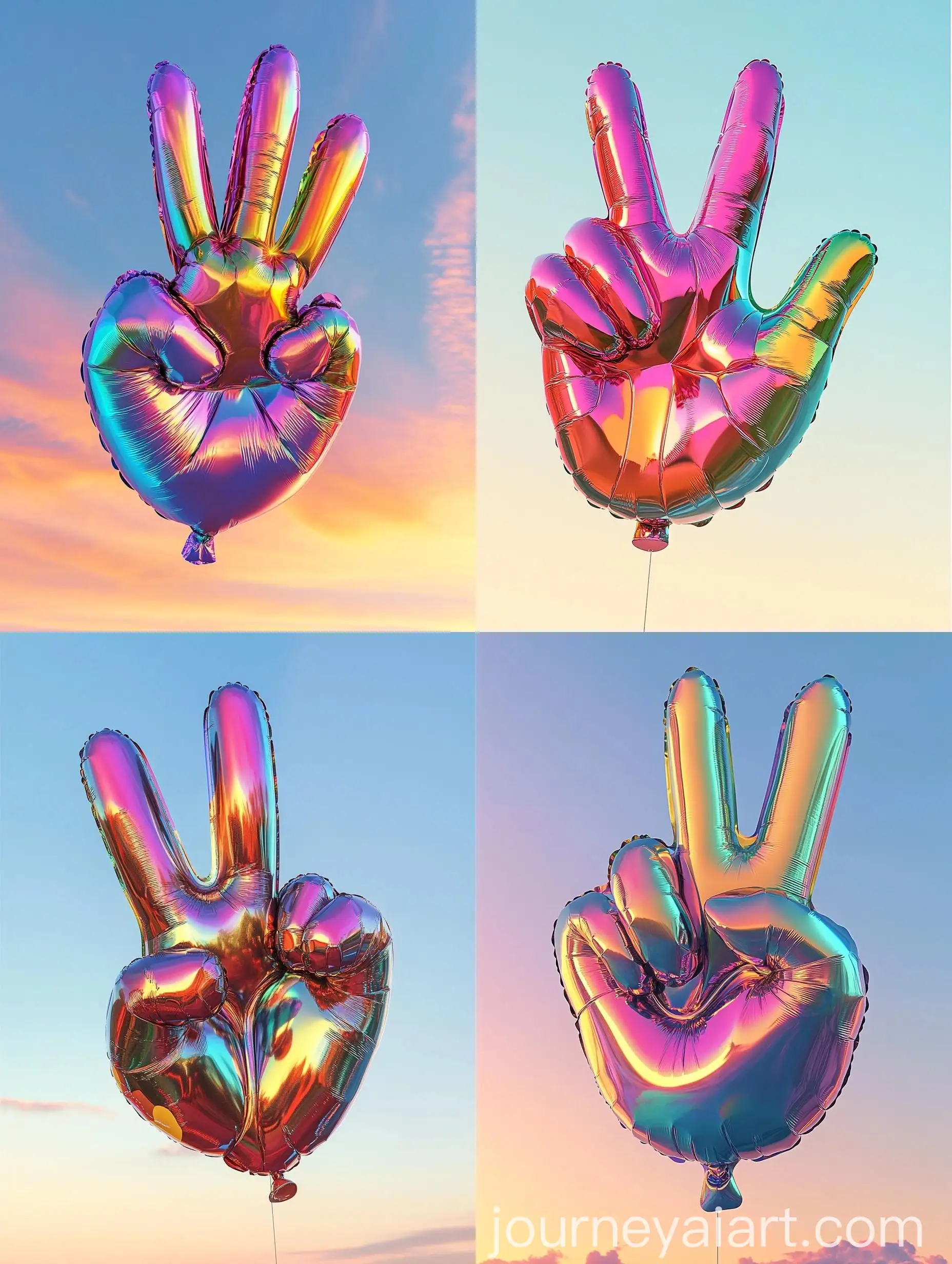 Playful-Peace-Sign-Helium-Balloon-Floating-in-Vibrant-Air
