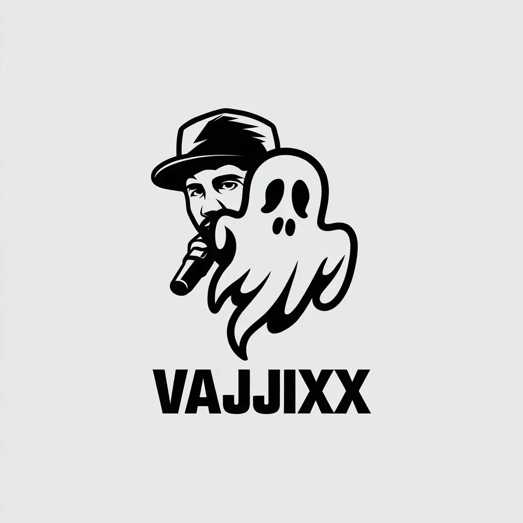 LOGO Design for Vajjixx Minimalistic Rapper Ghost Theme for Entertainment Industry