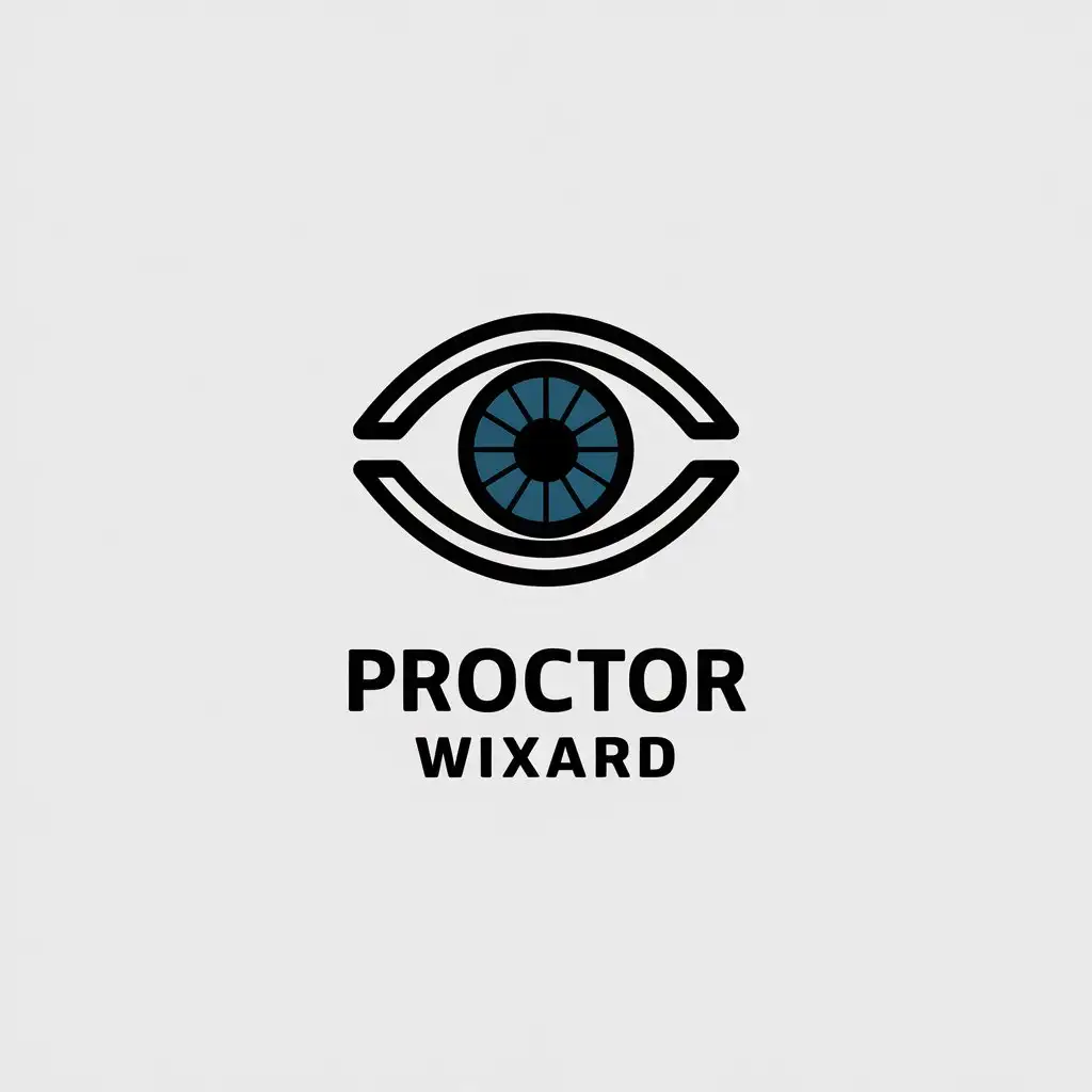 LOGO Design for Proctor Wizard Minimalistic Eye Symbol in Technology Industry