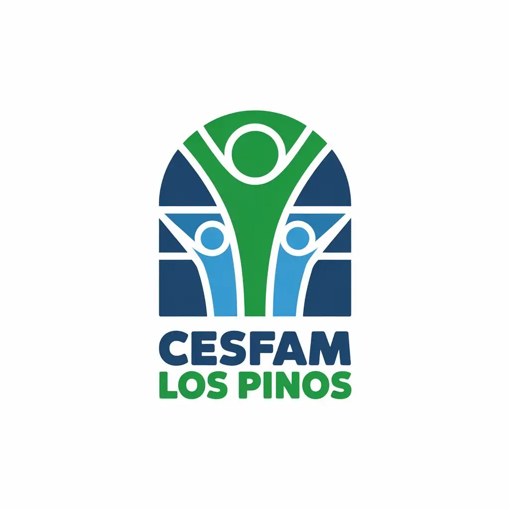 a vector logo design,with the text "Cesfam Los Pinos", main symbol:family, colors, health,Moderate,clear background