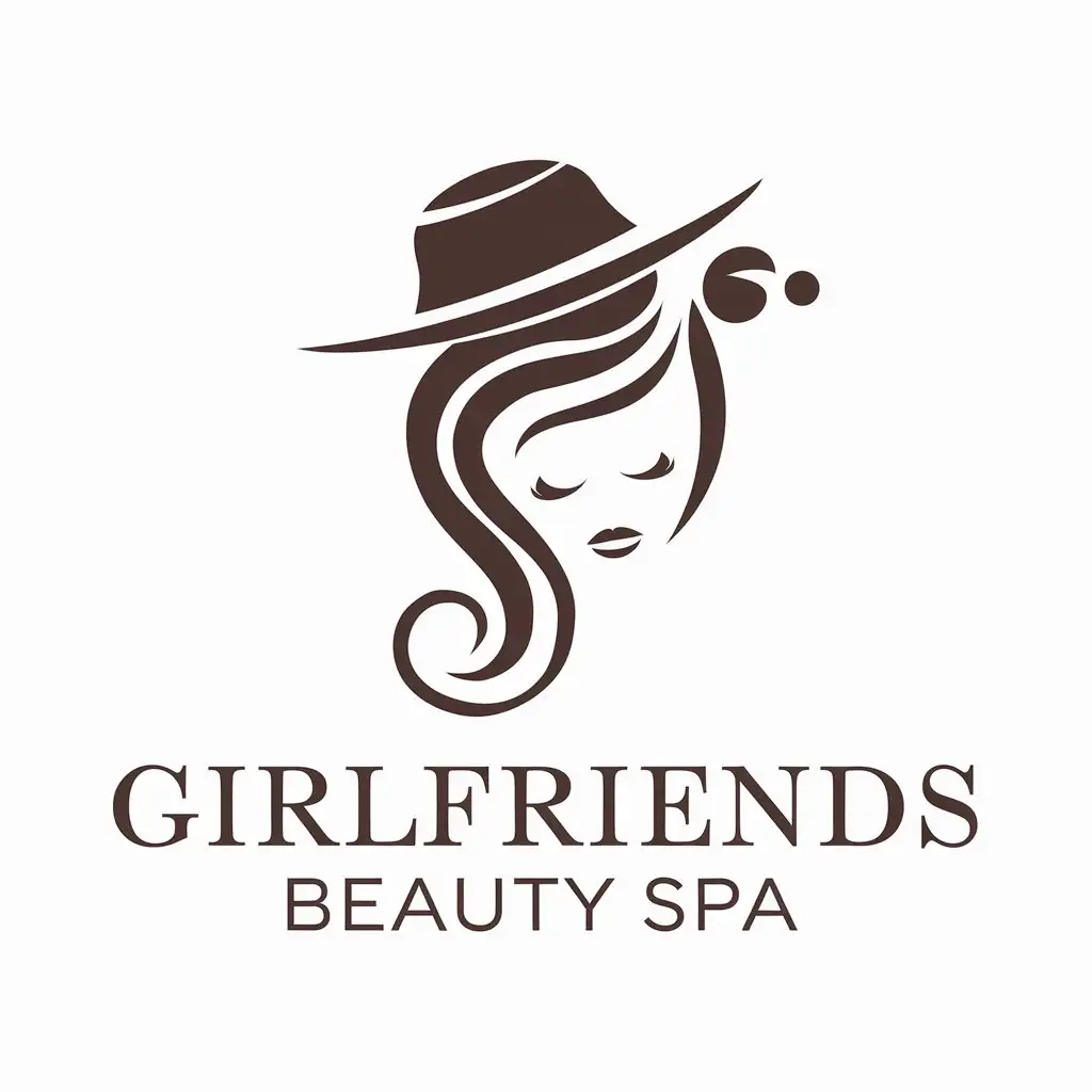 LOGO-Design-for-Girlfriends-Elegant-Girl-in-Hat-for-Beauty-Spa-Industry