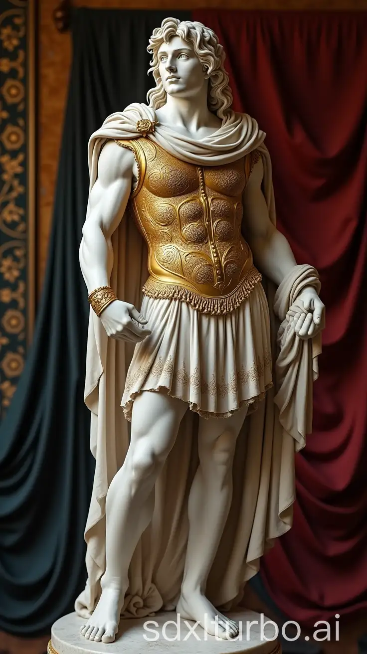 AncientStyle-Marble-Sculpture-of-Achilles-in-Golden-Armor