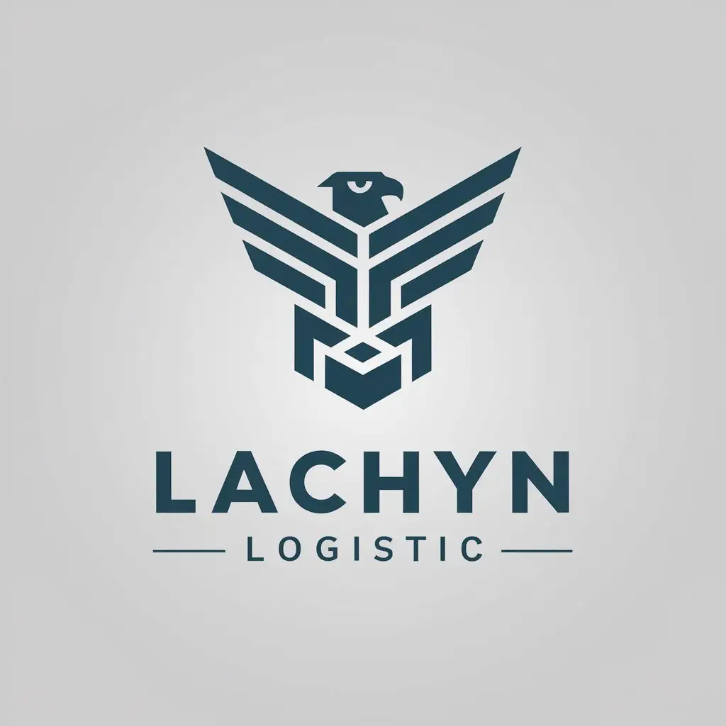 LOGO Design For Lachyn Logistic Elegant Falcon with Box Symbol on Clear Background