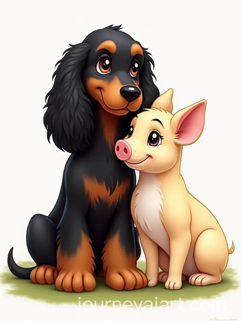 Disney-Characters-with-an-American-Black-Tan-Cocker-Spaniel-and-a-Light-Blonde-Indian-Piglet