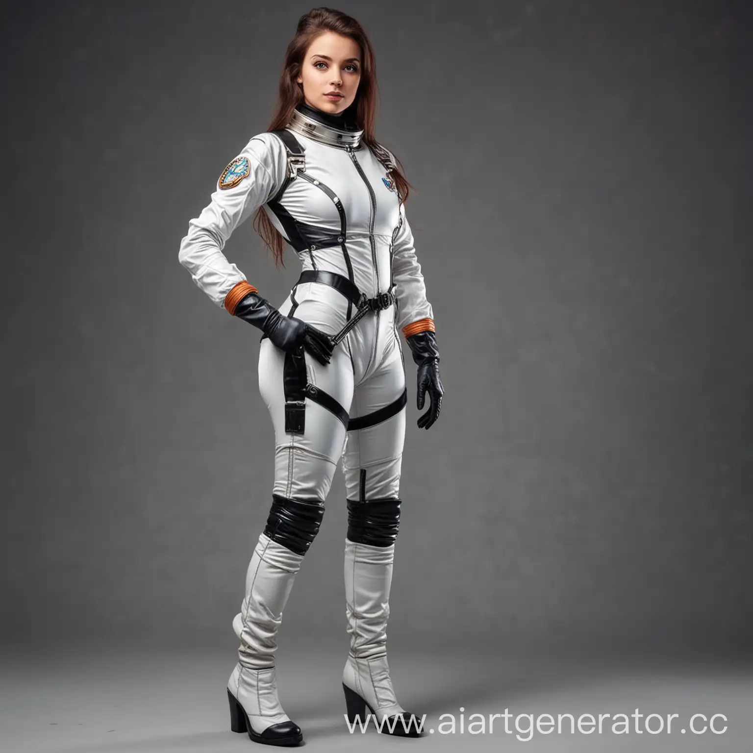 Elegant-Girl-Astronaut-in-High-Boots-and-Tight-Costume