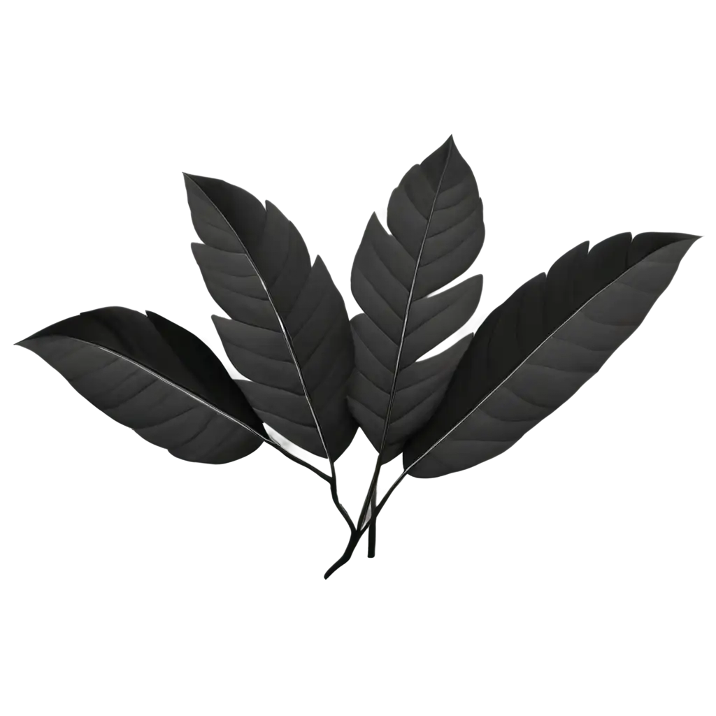 HighQuality-3D-Black-Matte-Leaves-PNG-Image-for-Versatile-Design-Projects