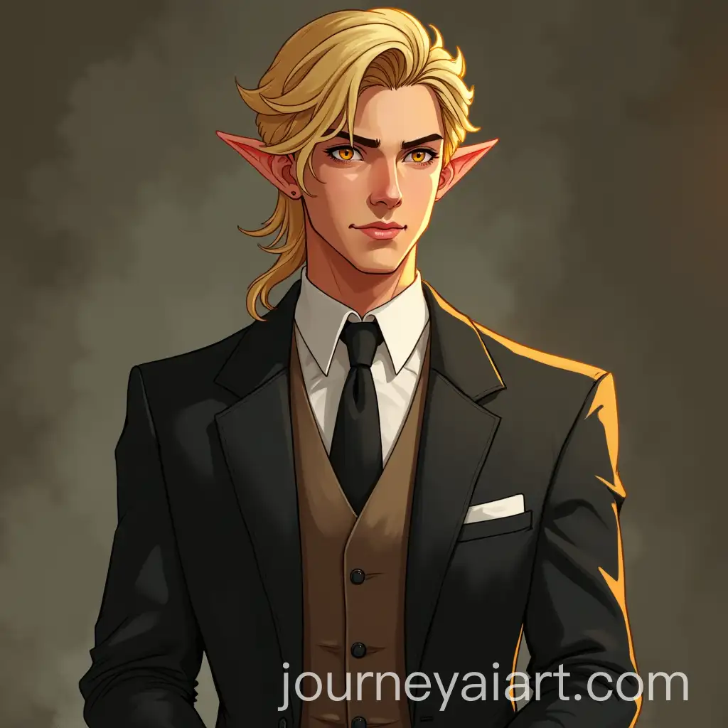 Male-Elf-in-Office-Clothes-with-Blond-Hair-andAI-Image-Prompt-Expansion-Golden-Eyes