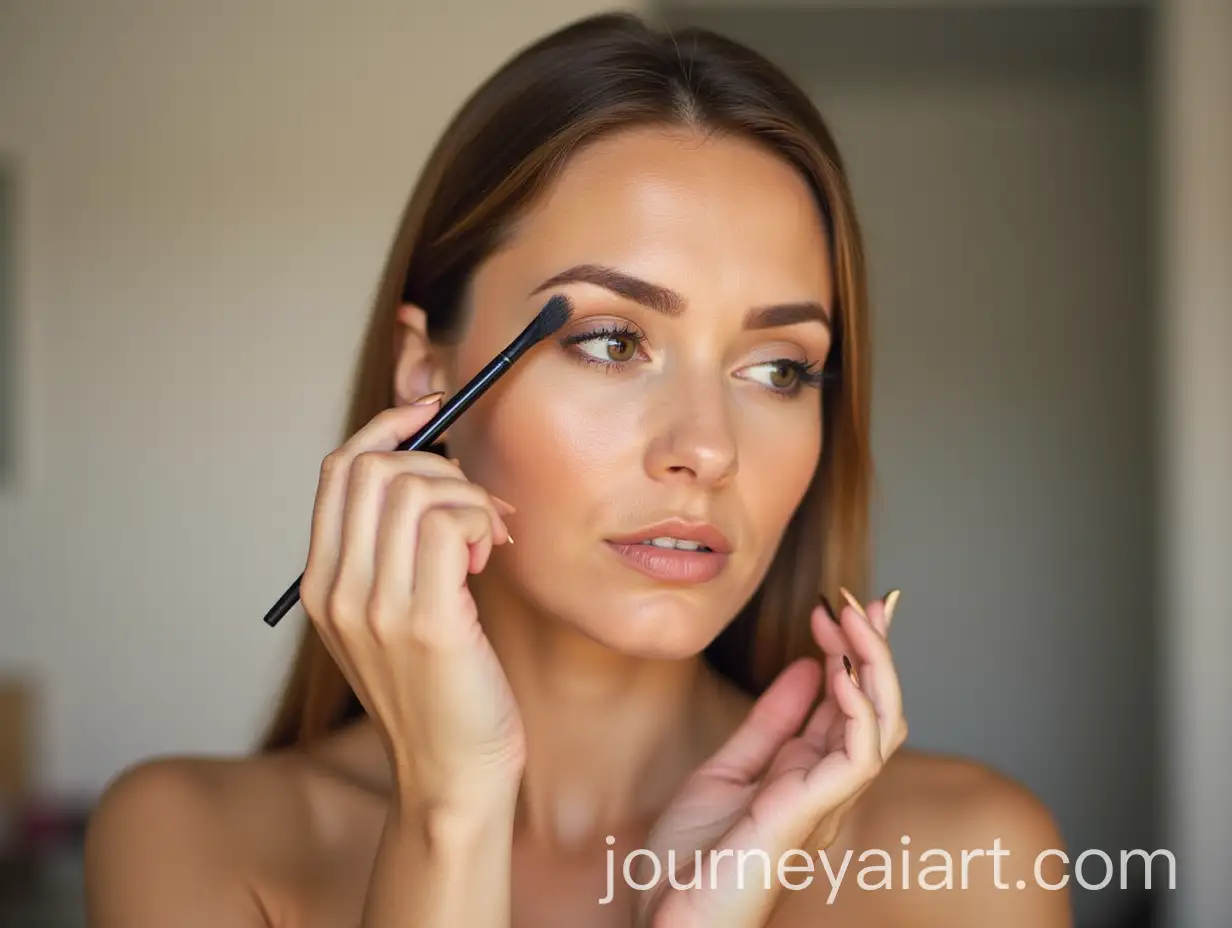 Real-Woman-Model-Applying-MakeUp-in-Natural-Light