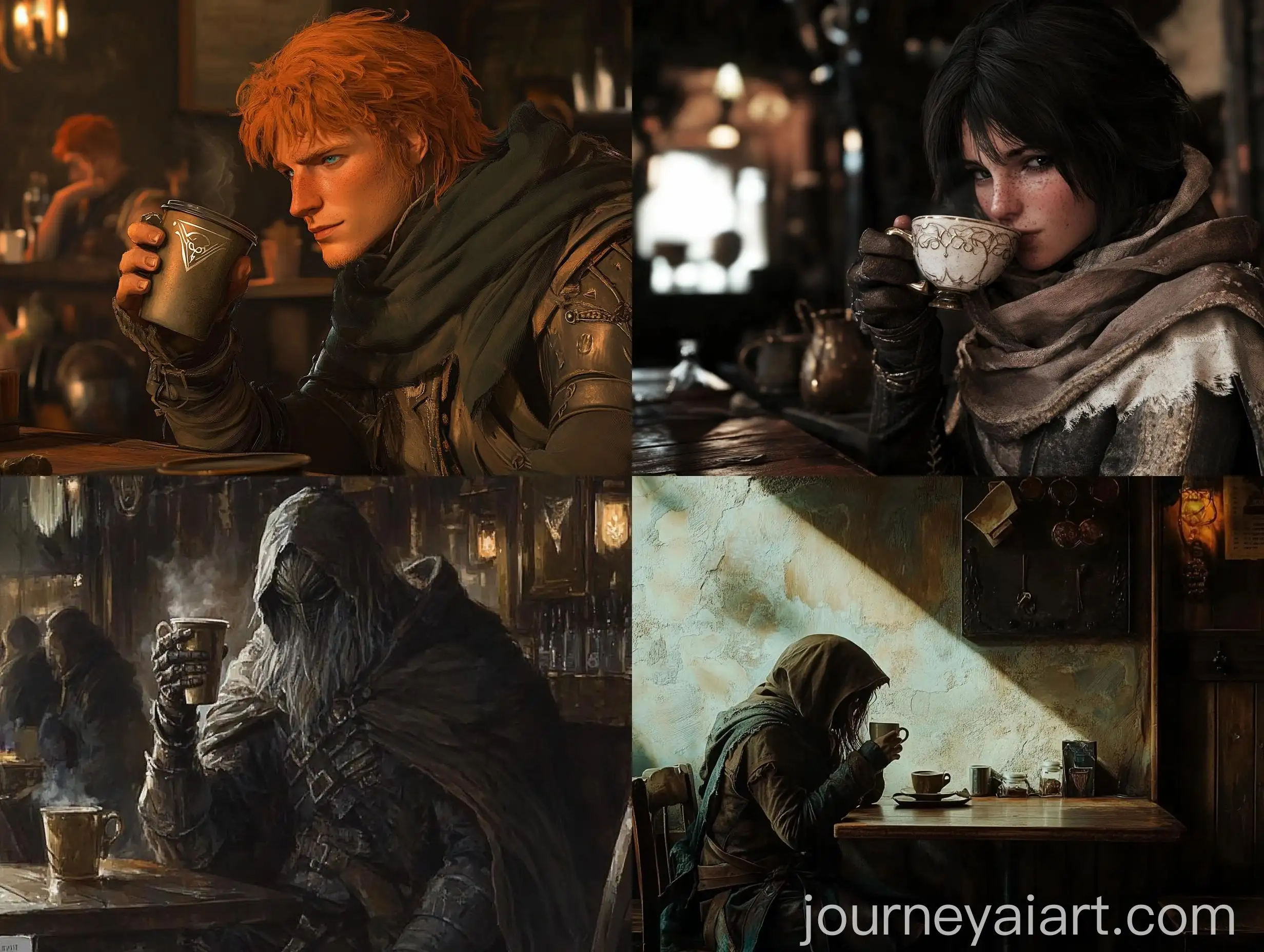 Elden-Ring-Tarnished-Character-Enjoying-Coffee-in-a-Cozy-Cafe-Scene