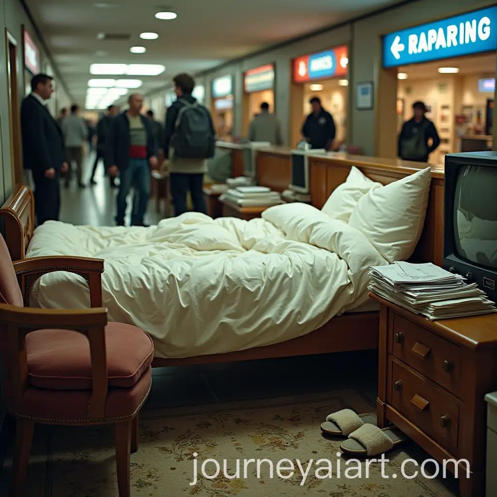 Abandoned-Bed-Scene-in-a-Busy-Public-Space