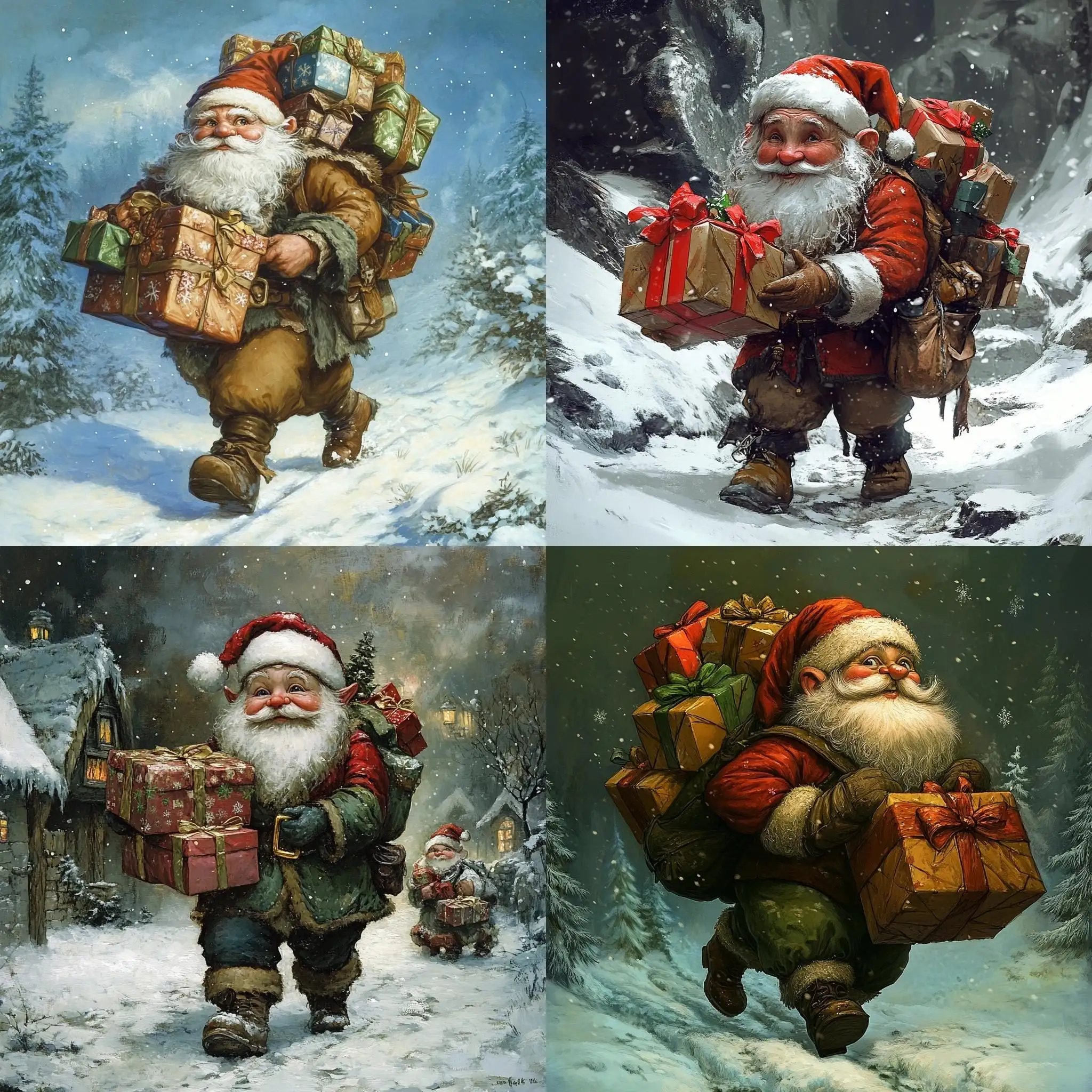 Christmas-Dwarf-Smuggling-Santas-Gifts-in-Snowy-Forest