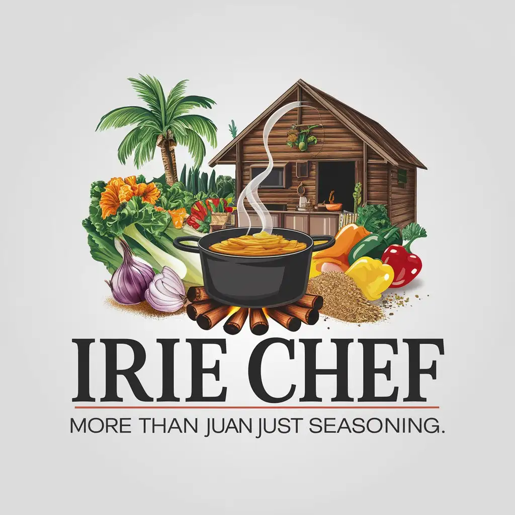 LOGO Design For Irie Chef Spices Jamaican Cooking Scene with Vibrant Spices and Tropical Flair