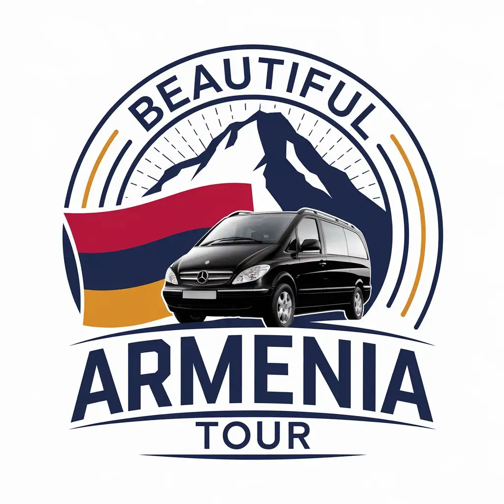 LOGO-Design-for-Beautiful-Armenia-Tour-Mountain-Ararat-Black-MercedesBenz-Viano-Armenian-Flag-with-Vibrant-Colors