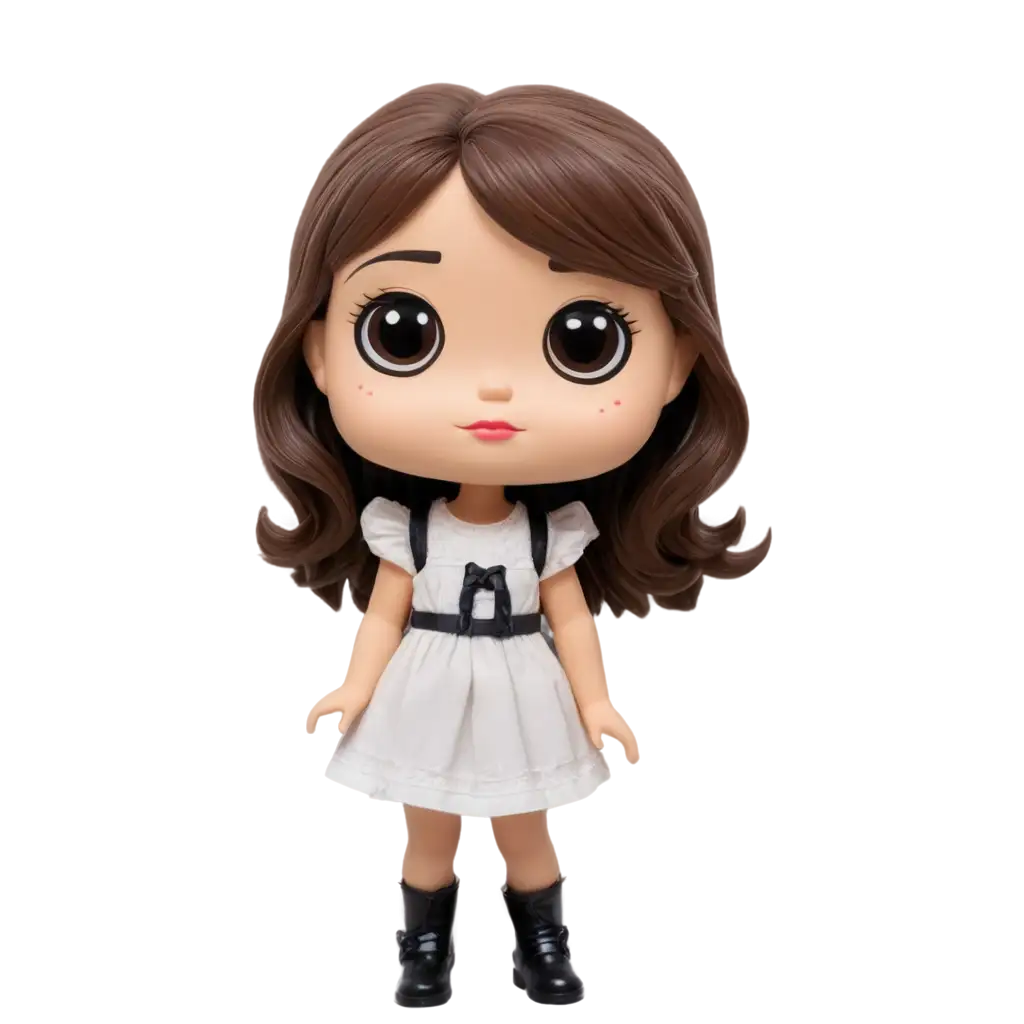 PNG-Image-of-Brunette-Girl-Aged-Two-and-a-Half-in-Funko-Style-with-Parisian-Clothing