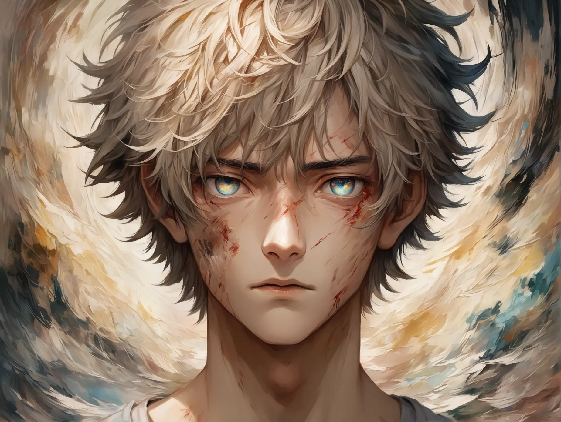 Intense-Male-Anime-Character-with-Wounds-and-Vulnerability-in-Painterly-Style