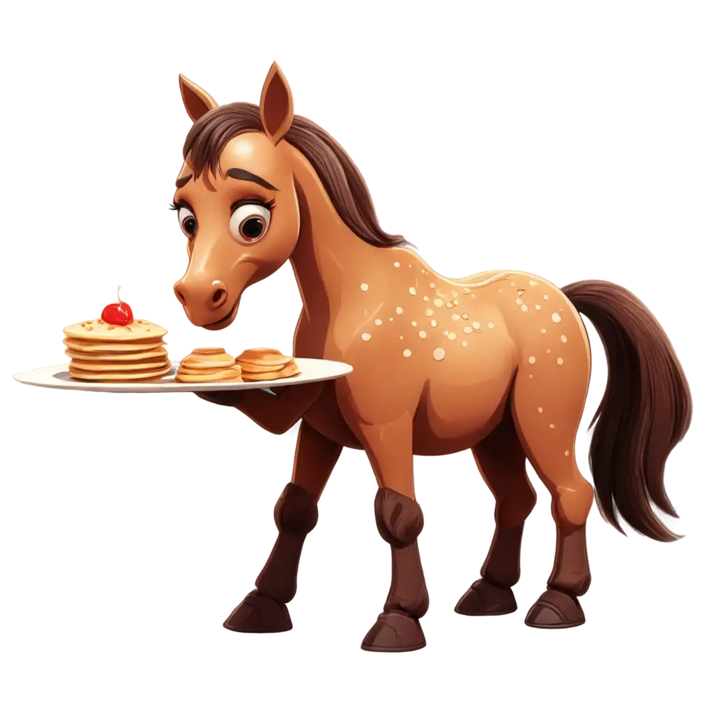 Cartoon-Horse-Eating-Pancakes-HighQuality-PNG-Image-for-Creative-Illustrations