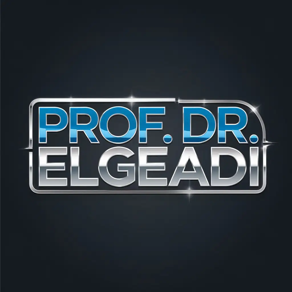 LOGO Design for Prof Dr Elgeadi Modern Blue Silver Wordmark with Clean Dark Background Theme