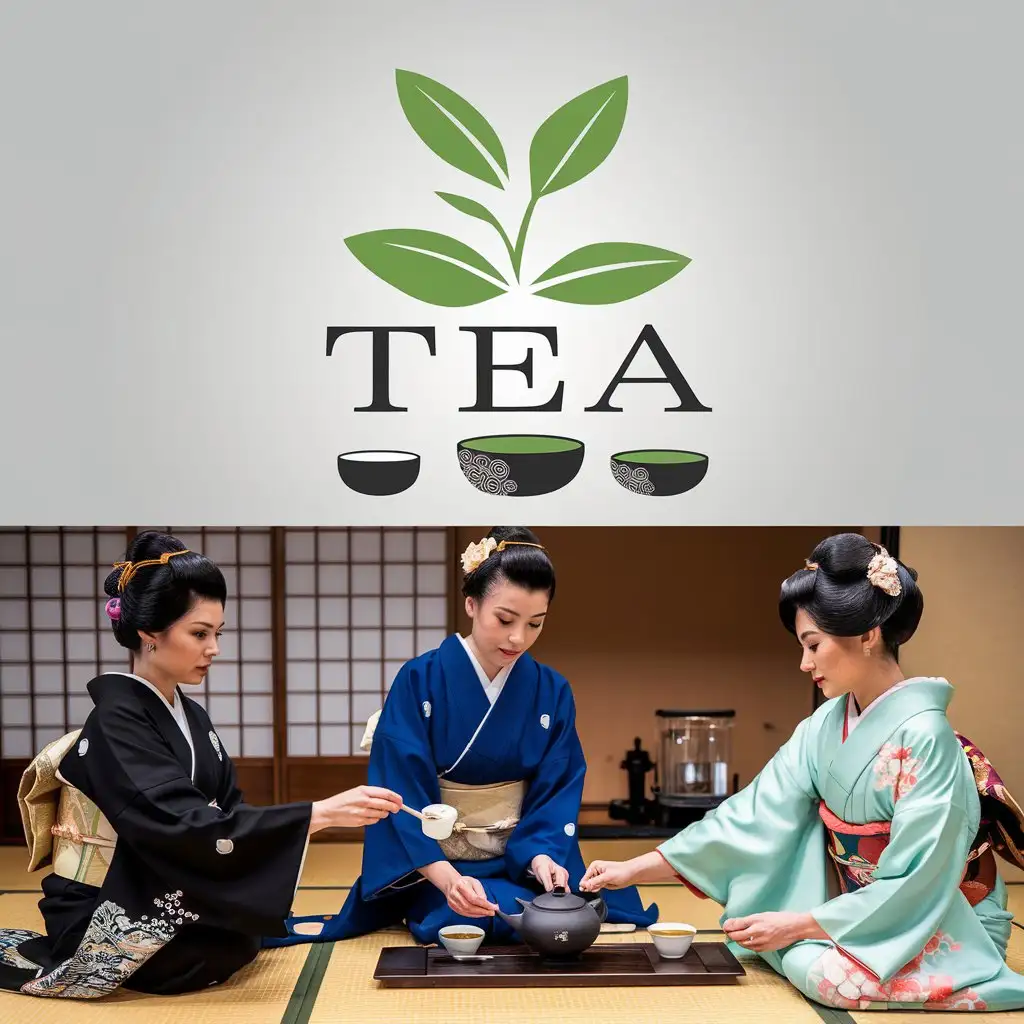 LOGO-Design-For-Tea-Japanese-Tea-Culture-with-Kimonoclad-Women