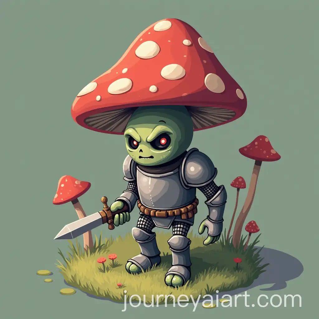 Isometric-Knight-Transformed-into-Mushroom-Zombie-on-a-SingleAI-Art-Prompt-ExpansionColor-Background