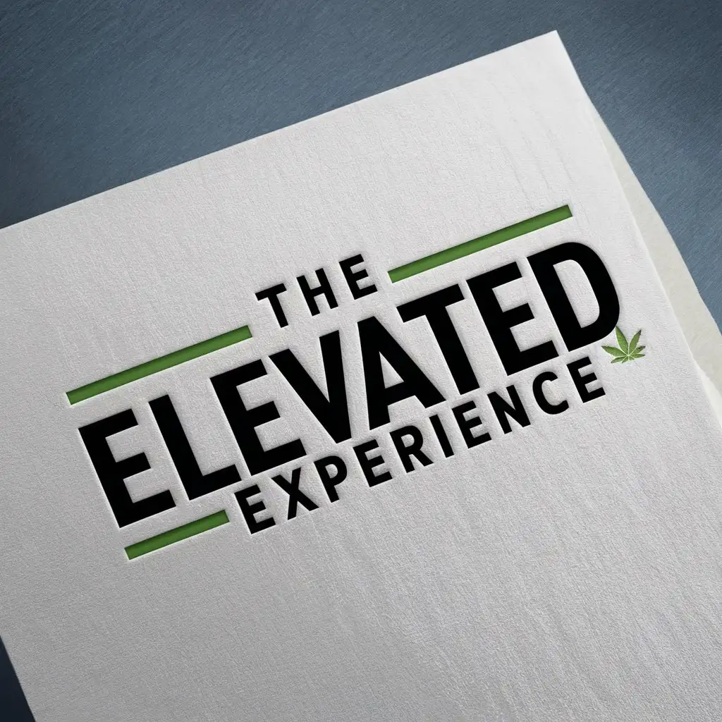 LOGO Design For The Elevated Experience Modern Wordmark with Cannabis Theme in Black and Green