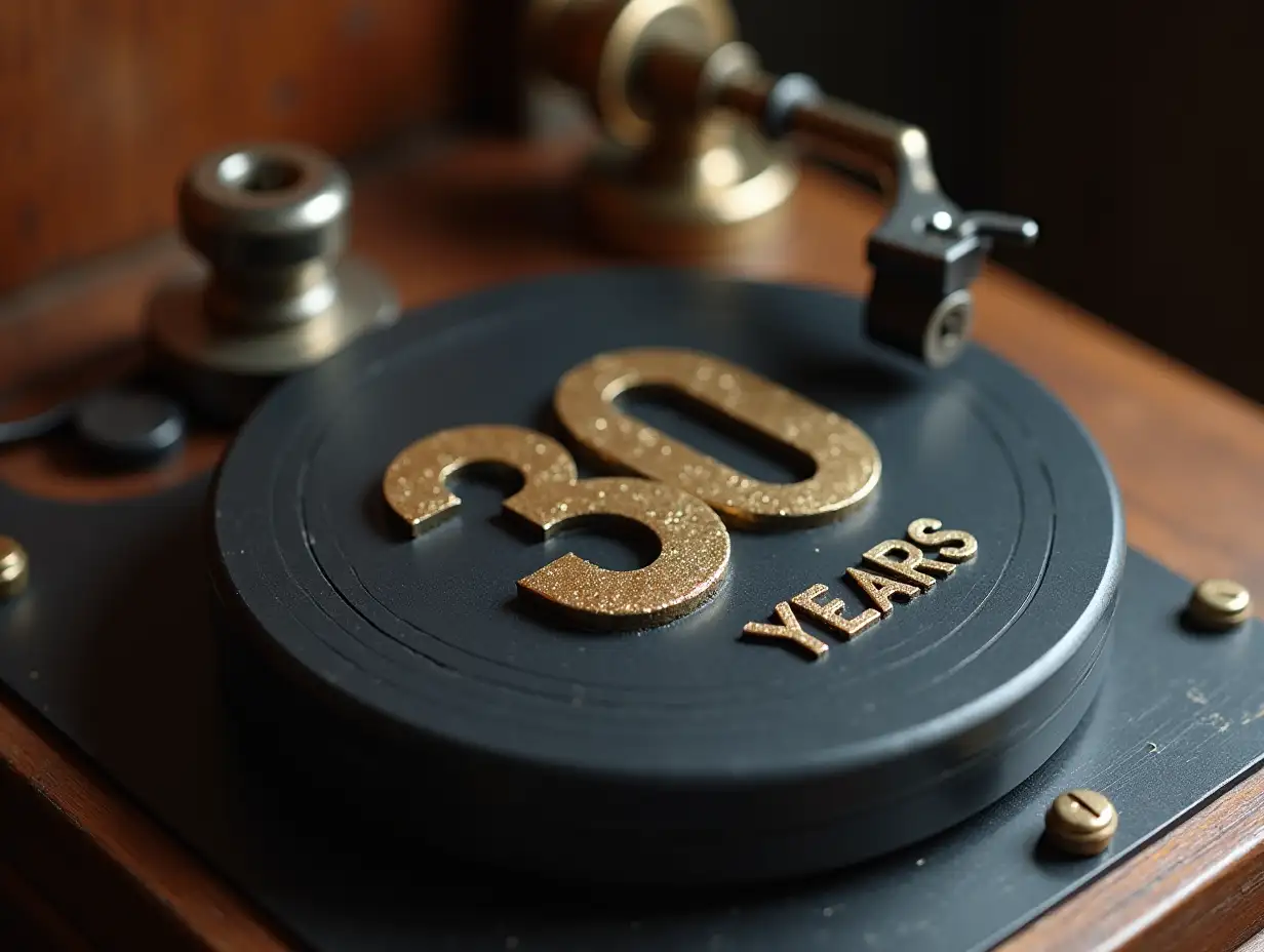 turntable with the inscription '30 years'