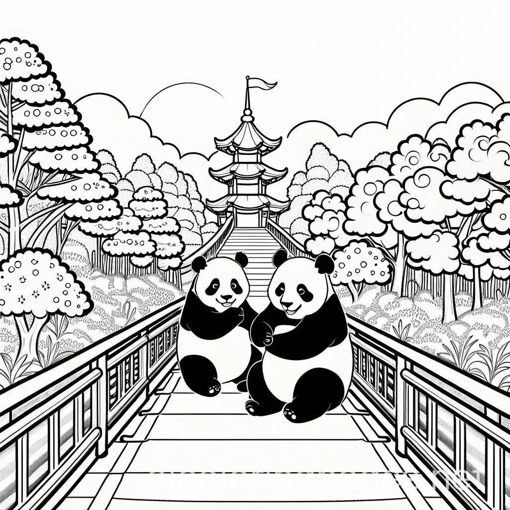 Two-Pandas-Enjoying-a-Theme-Park-Adventure-Coloring-Page