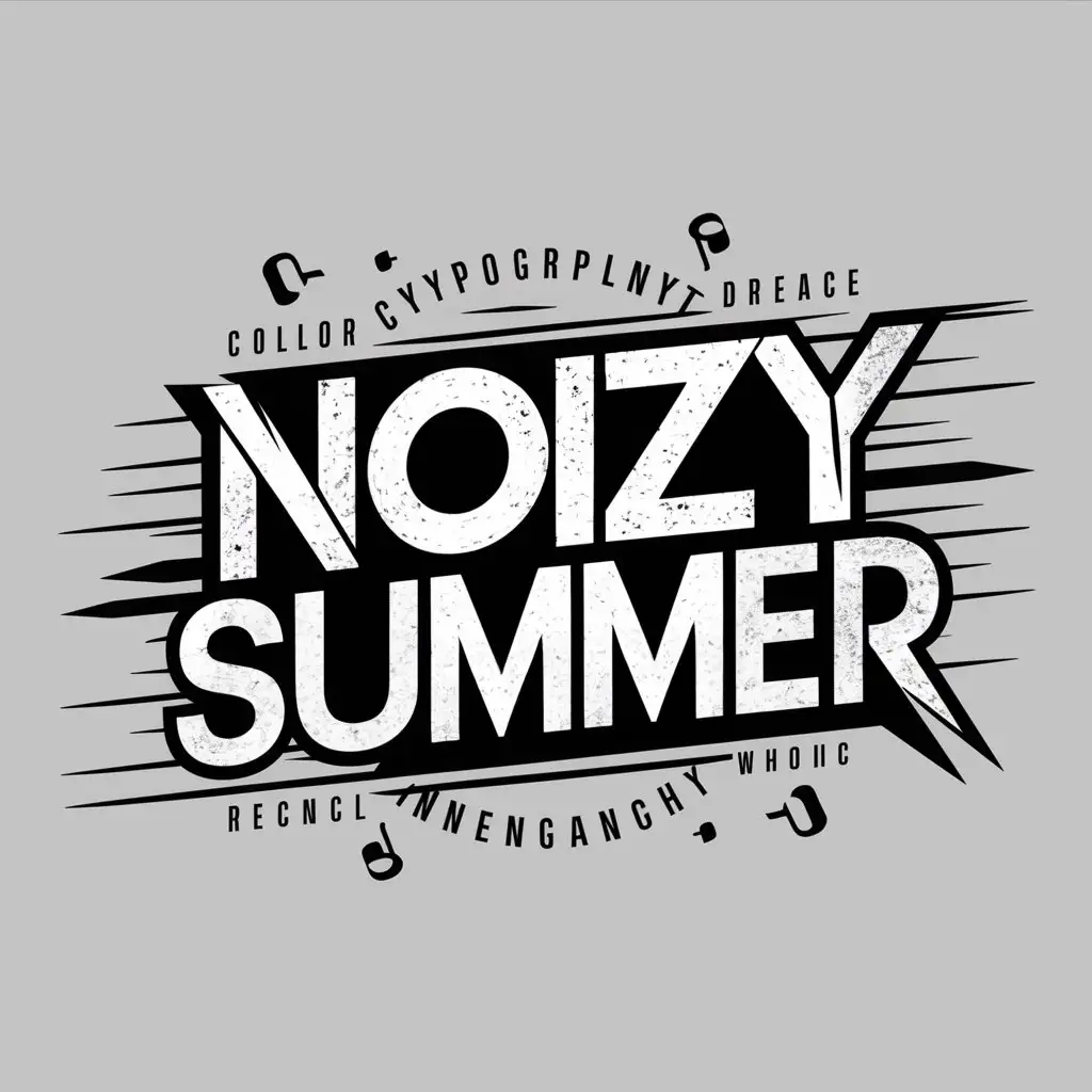 LOGO Design for Noizy Summer Bold 3D Cyberpunk Typography in Black White