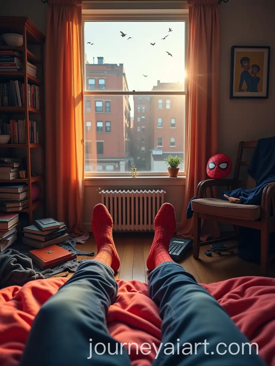 SpiderMan-WSpiderMan-Morning-Routineaking-Up-in-a-Messy-Apartment-with-Morning-Sunlight
