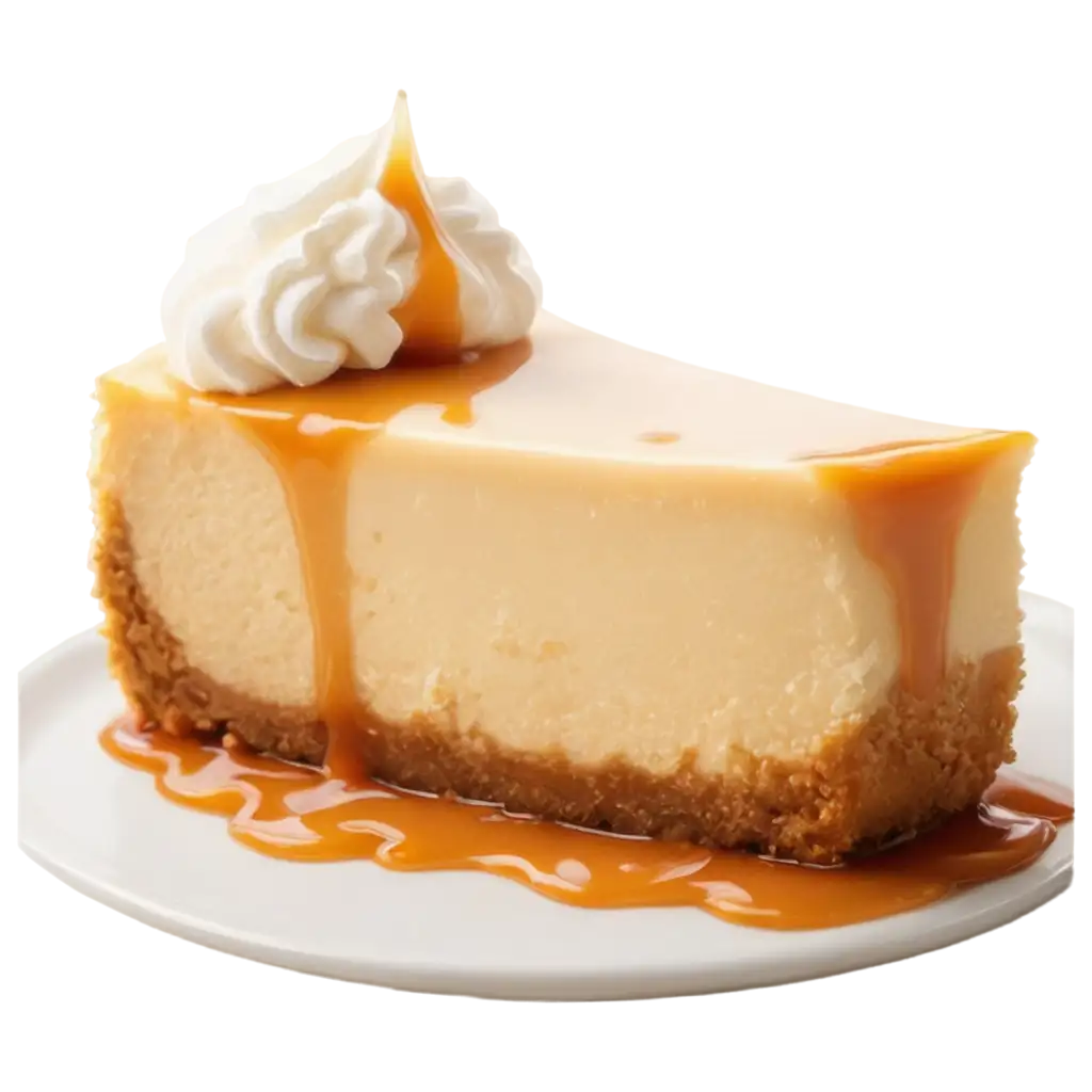 Delicious-Slice-of-Cheesecake-with-White-Glaze-and-Caramel-HighQuality-PNG-Image