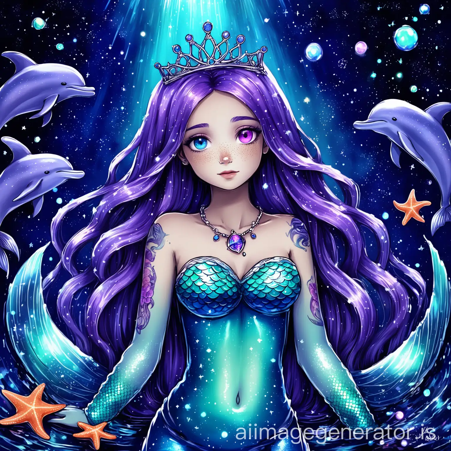 Magical-Mermaid-with-GalaxyColored-Tail-and-Starfish-Sleeves