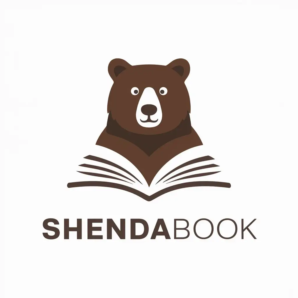 LOGO-Design-for-ShendaBook-Brown-Bear-and-Book-Theme-on-Clear-Background