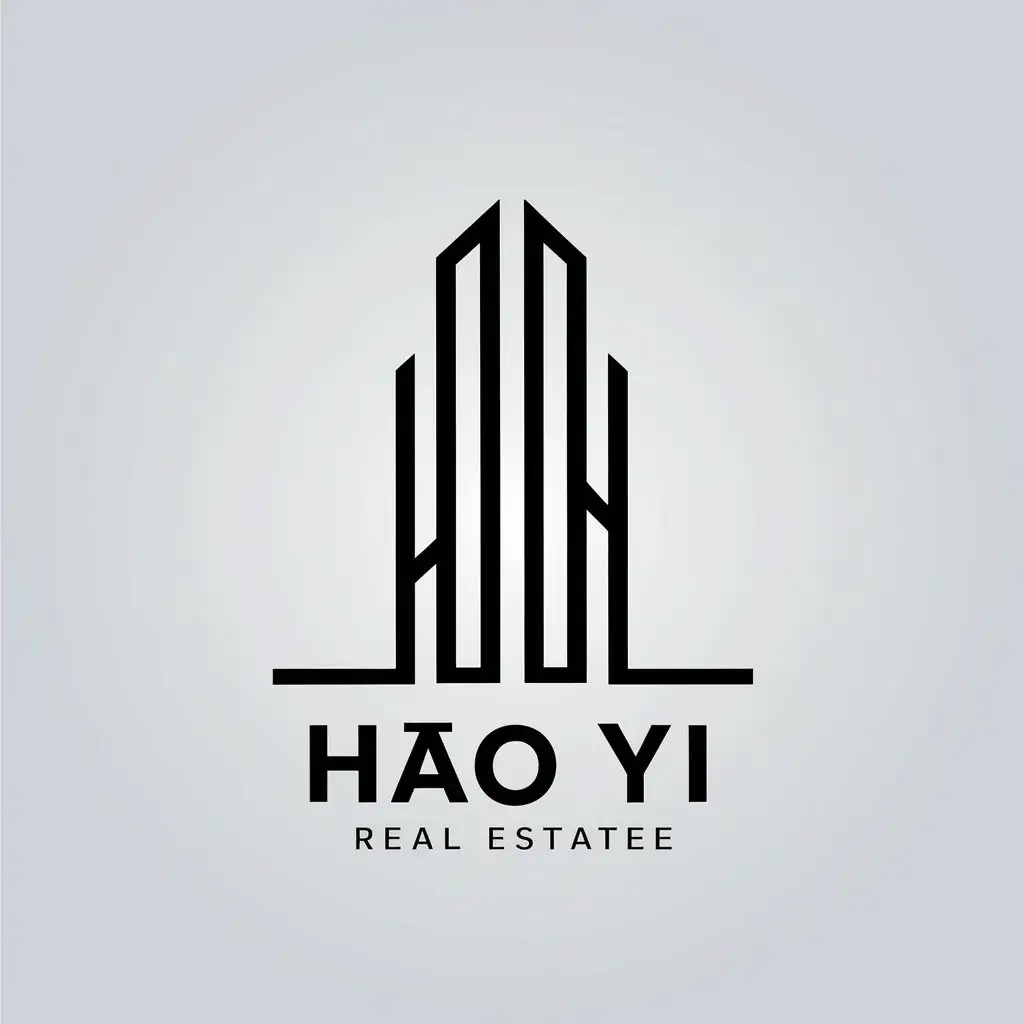 a vector logo design,with the text "Hao Yi", main symbol:skyscraper,Minimalistic,be used in Real Estate industry,clear background