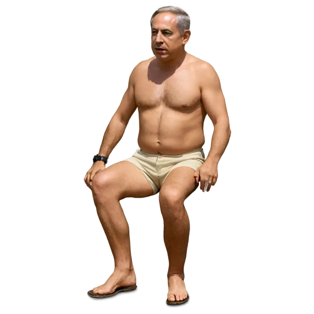 Netanyahu-Wearing-Shorts-in-Steering-the-Titanic-PNG-Image