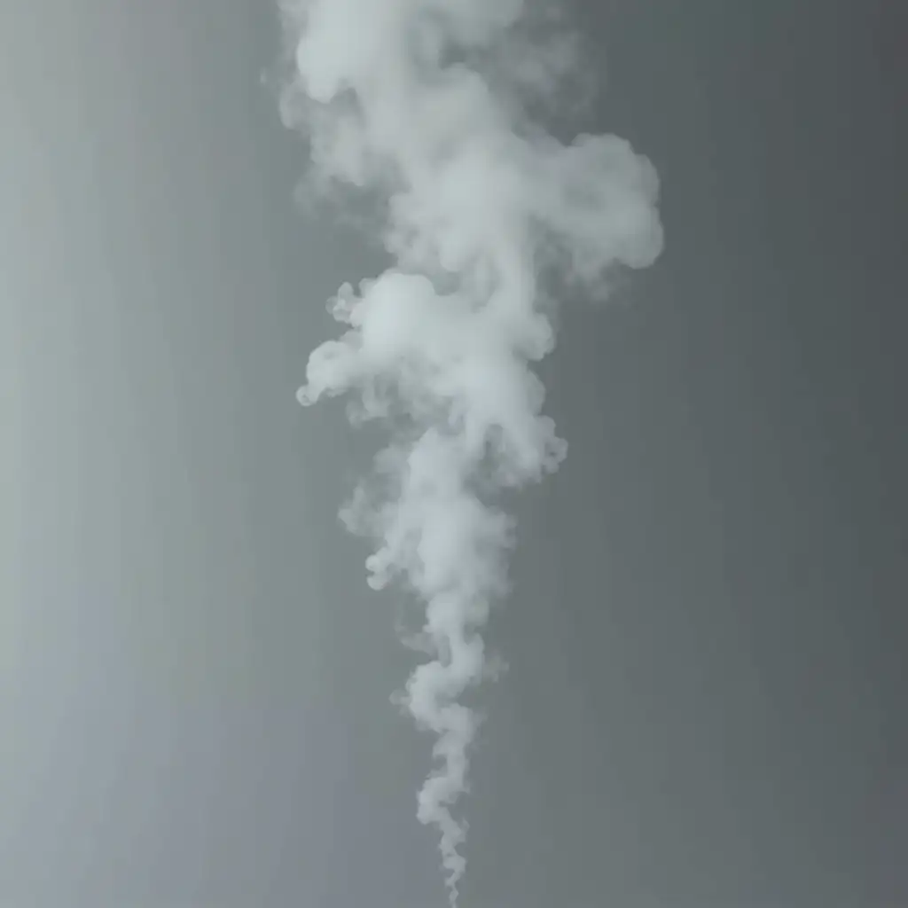 Exhaled Breath Vapor Rising from Multiple Vents on Grey Background