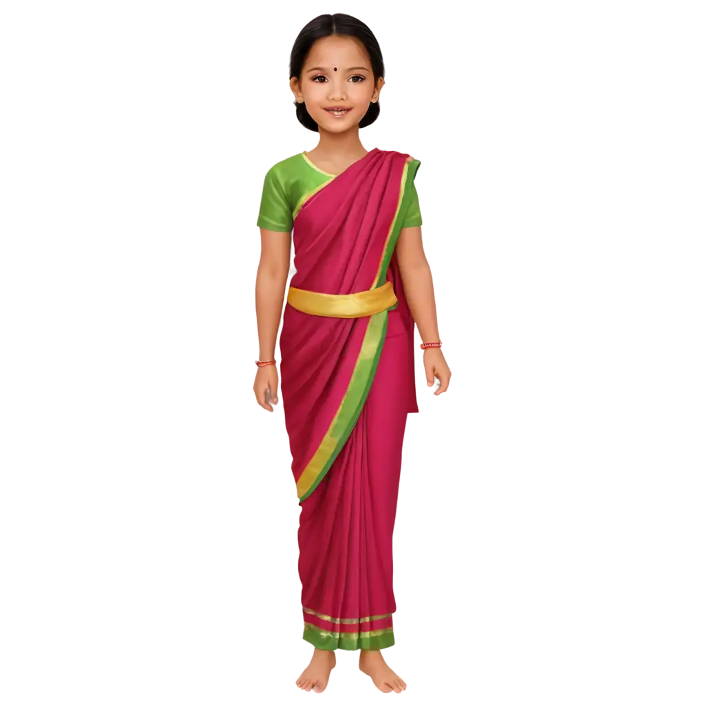 Nepali-Small-Girl-in-Saree-PNG-Clipart-Traditional-and-Elegant-Design-for-Diverse-Uses