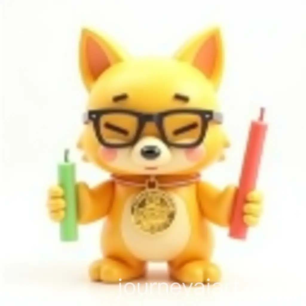 3DRendered-Digital-Fox-Creature-with-Candles-and-Gold-Coin